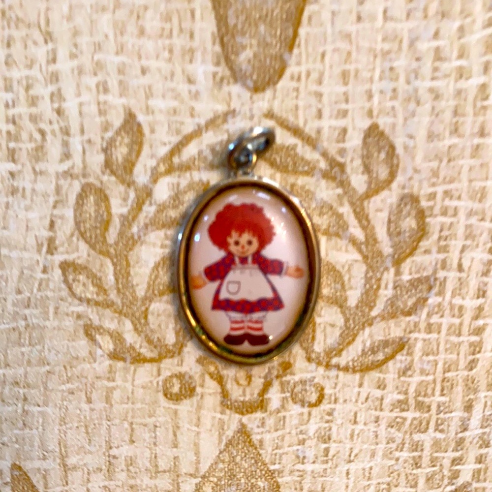 Vintage Raggedy Ann Doll Gold Necklace Charm Pendent